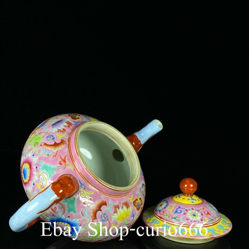 Yongzheng Marked Colour Enamel Porcelain Flower Ruyi Pattern Wine Kettle Tea Pot