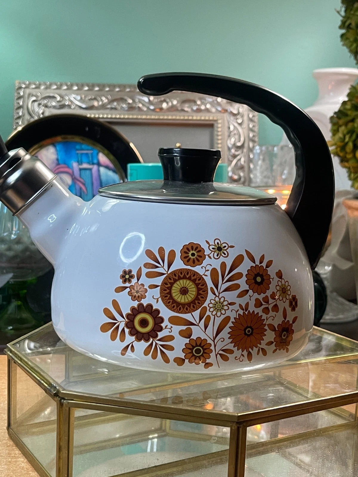 Vintage 1970s Sanko Ware Enamel Tea Kettle, Japan