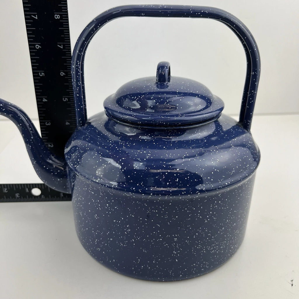Vintage Blue Enamel Enamelware Teapot Kettle Lid