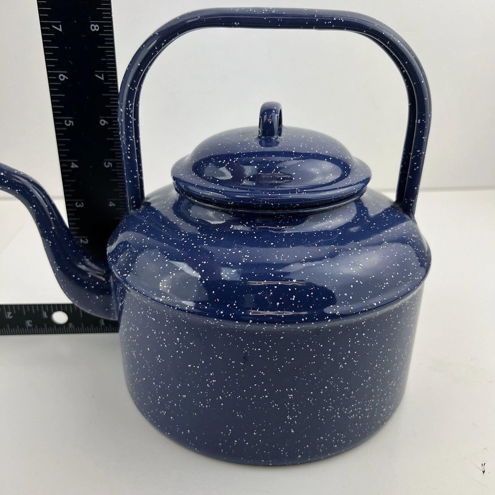 Vintage Blue Enamel Enamelware Teapot Kettle Lid