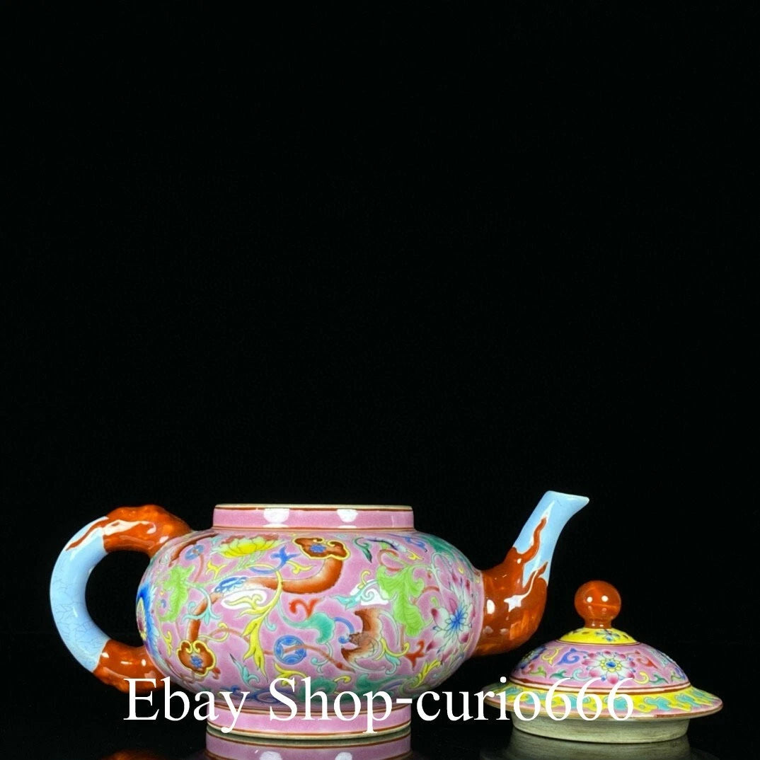 Yongzheng Marked Colour Enamel Porcelain Flower Ruyi Pattern Wine Kettle Tea Pot