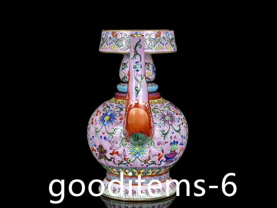 7.6"China Porcelain Qing Qianlong Enamel Color gilt Eight Treasure Pattern Pot