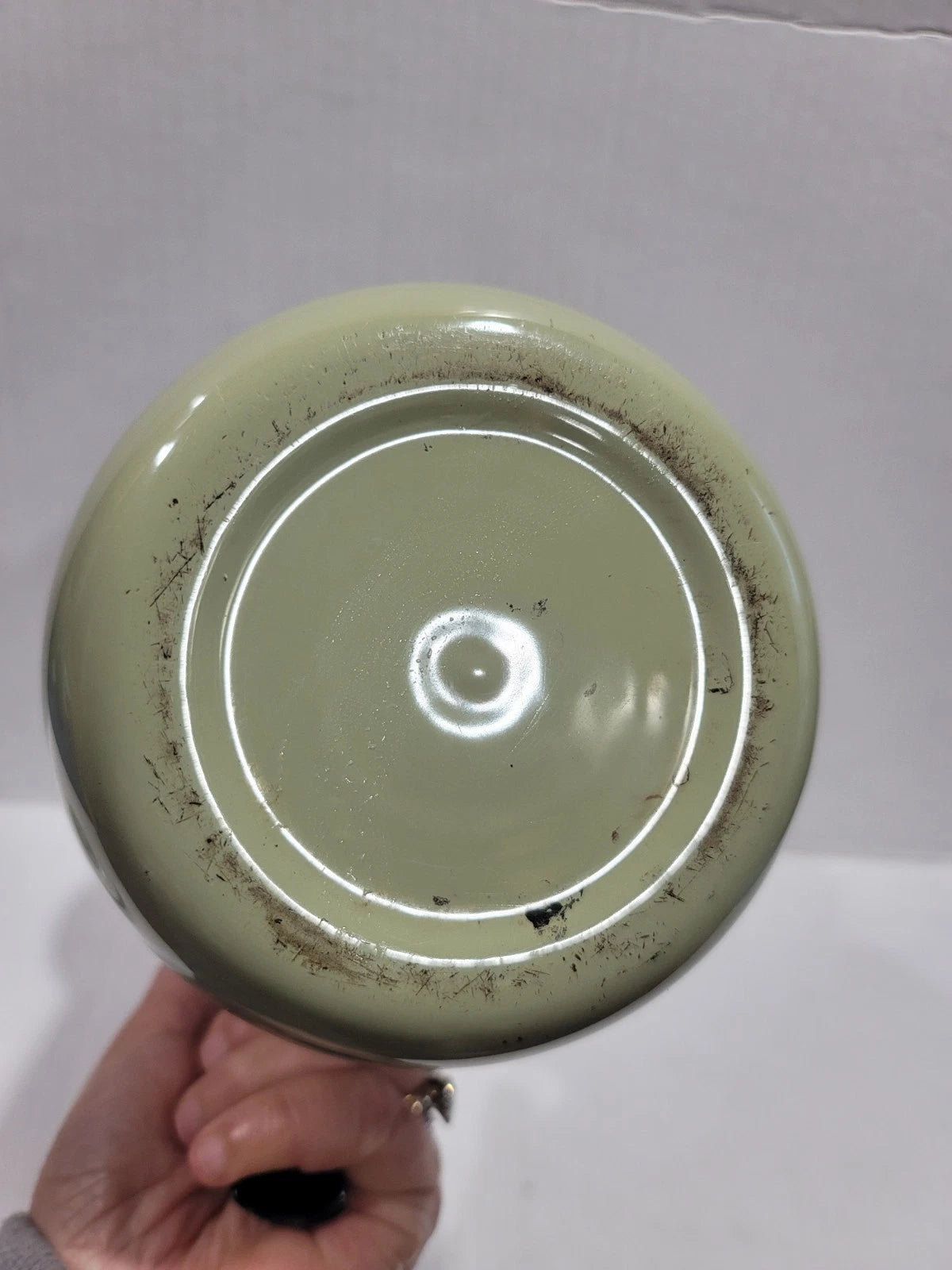 Vintage Enamelware Avocado Green Teapot( Read Description )