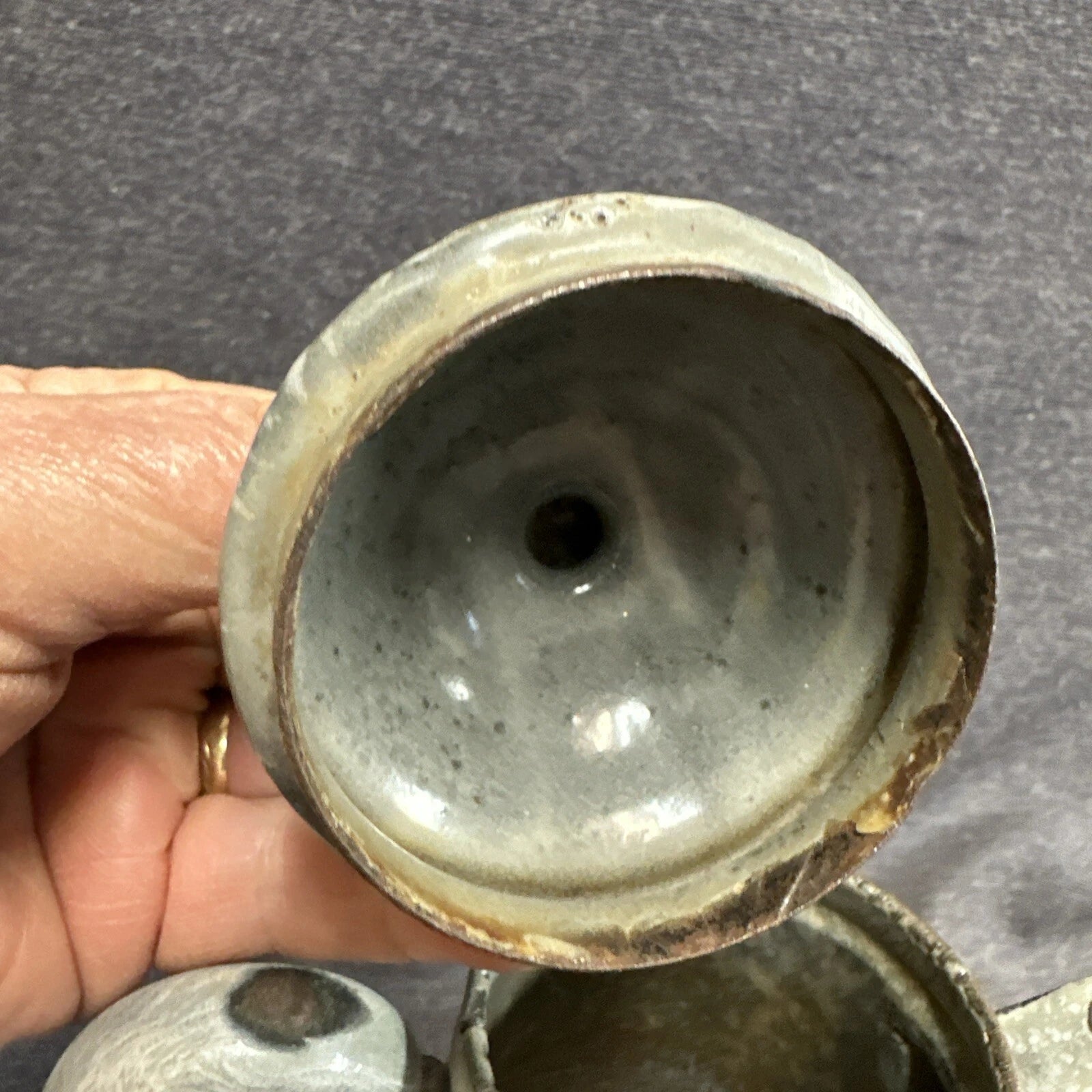 Early Small Gray Granite Ware Enamel Coffee Tea Pot 5"