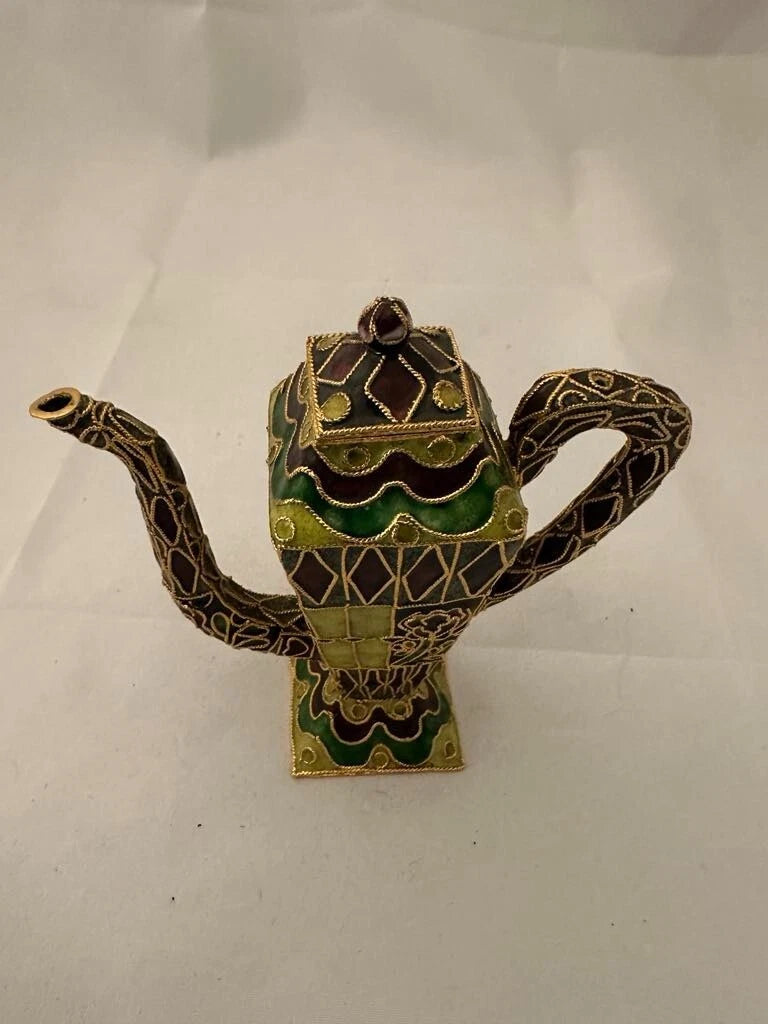 NYCO Miniature Gold Enamel Art Cloisonne Teapot
