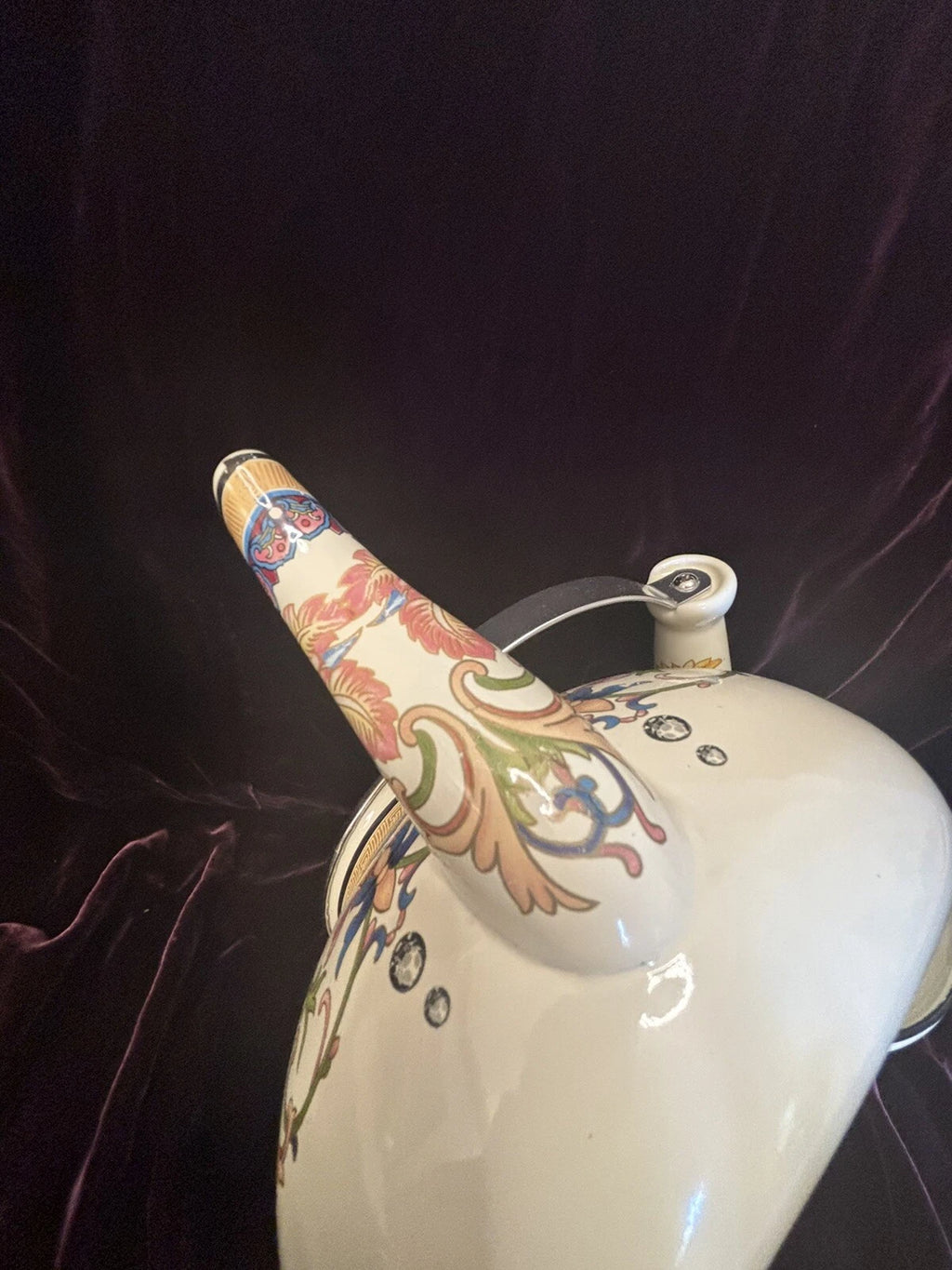 Vintage Floral Enamel Tea Kettle -   2.5L Stovetop