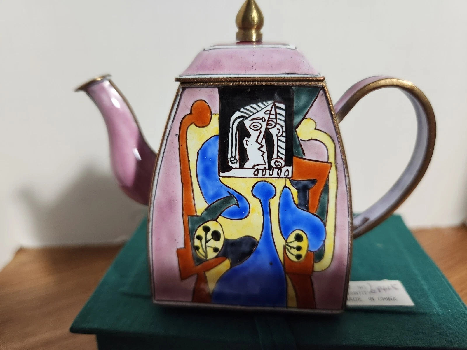 Miniature Tea Pot. Picasso Written On Handle-Enameled Bibelot