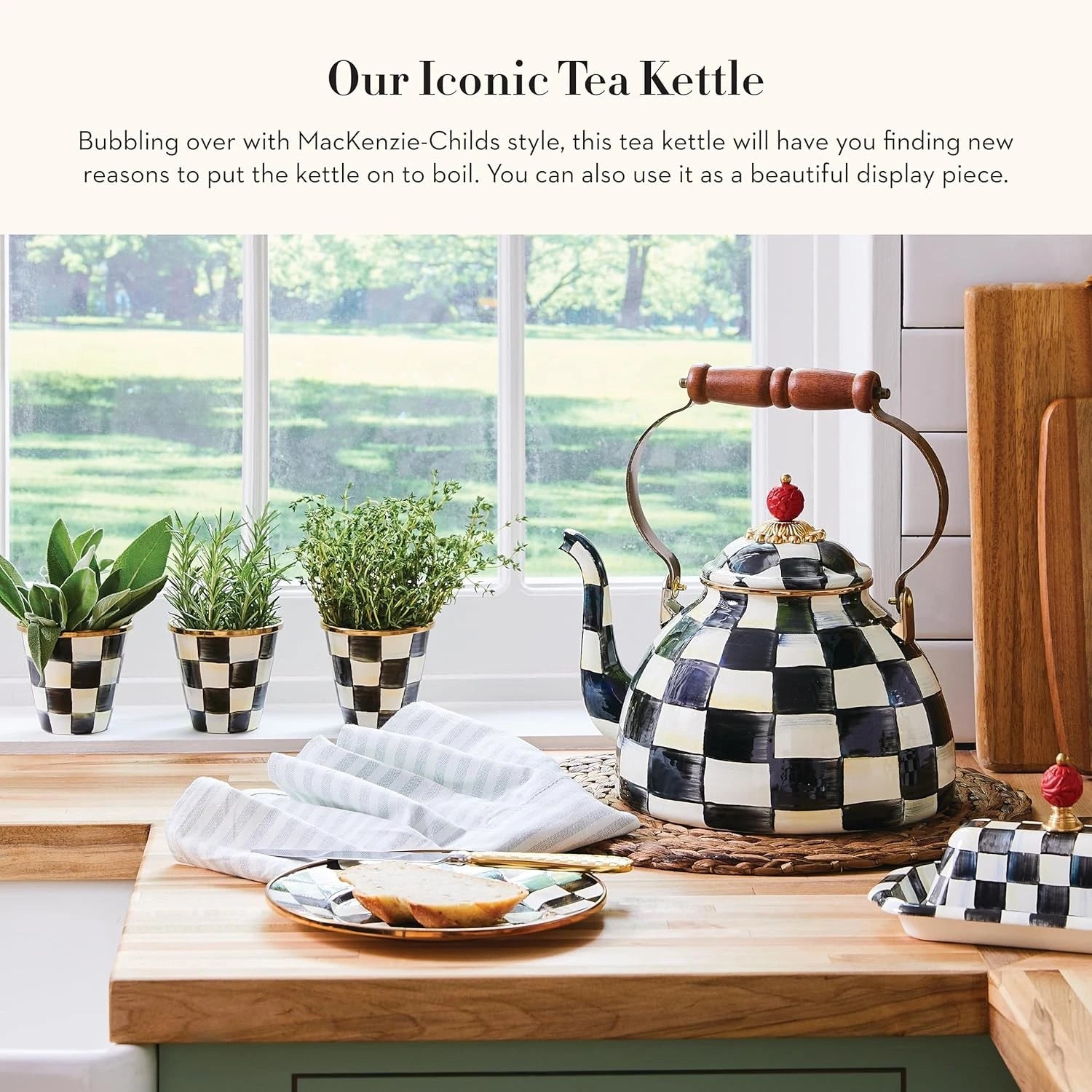 Mackenzie- Childs 3-Quart Enamel Tea Kettle