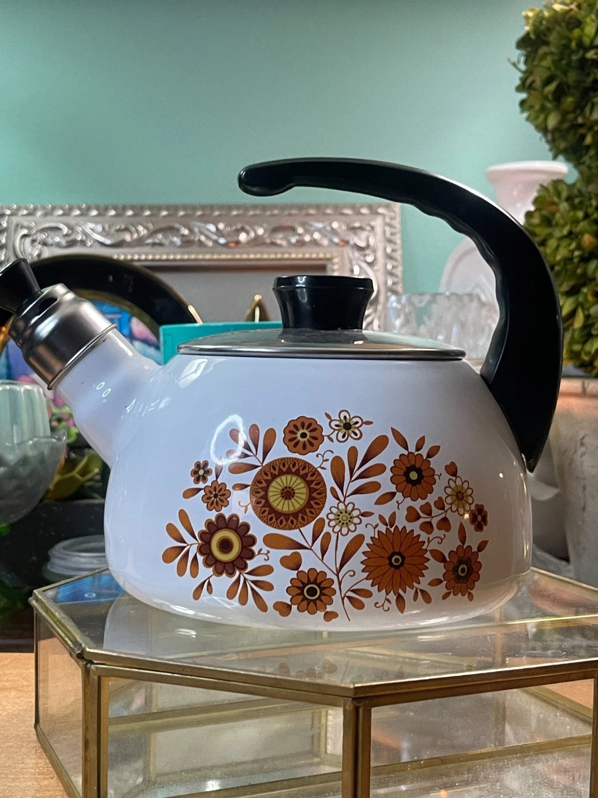 Vintage 1970s Sanko Ware Enamel Tea Kettle, Japan