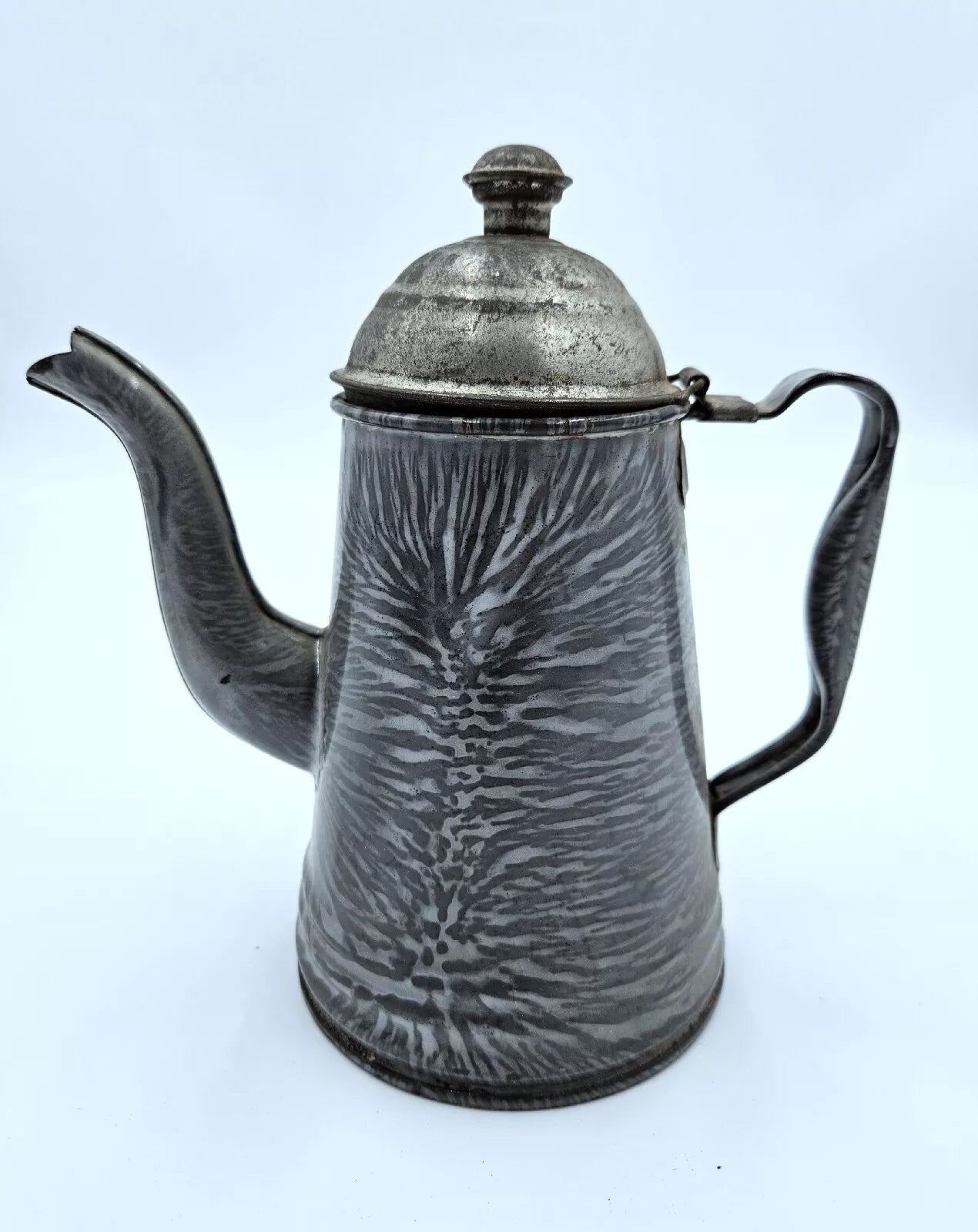 Antique Vintage Enamelware Coffee Tea Pot Primative Decor
