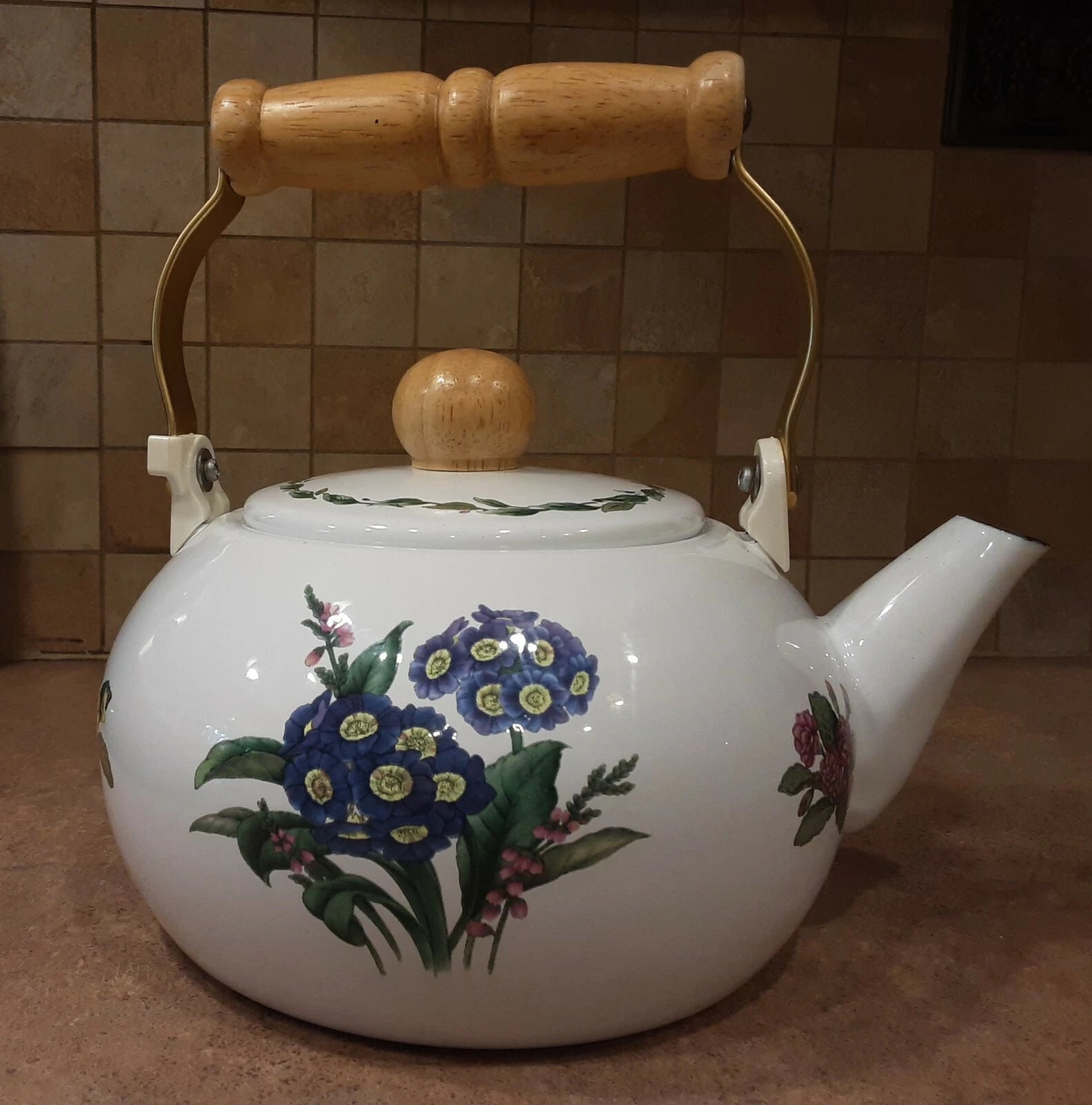 Vintage Teapot Japanese  Noritake Enamel Kettle Teapot
