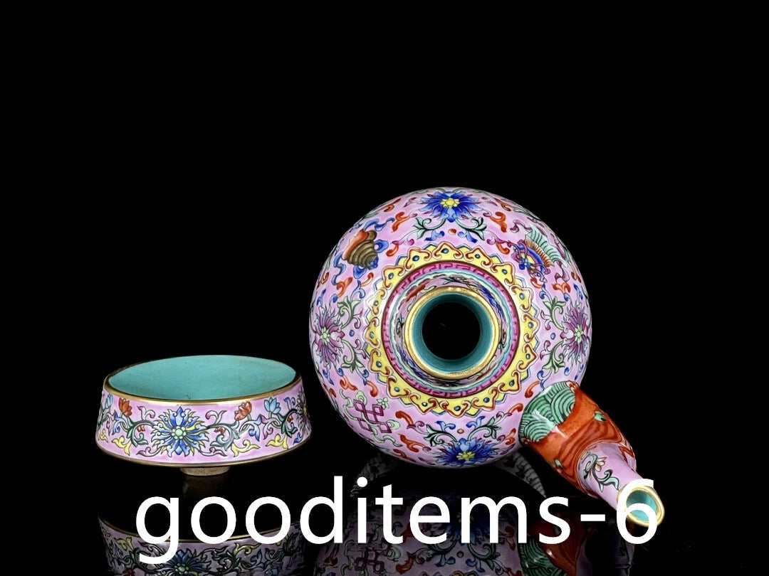 7.6"China Porcelain Qing Qianlong Enamel Color gilt Eight Treasure Pattern Pot