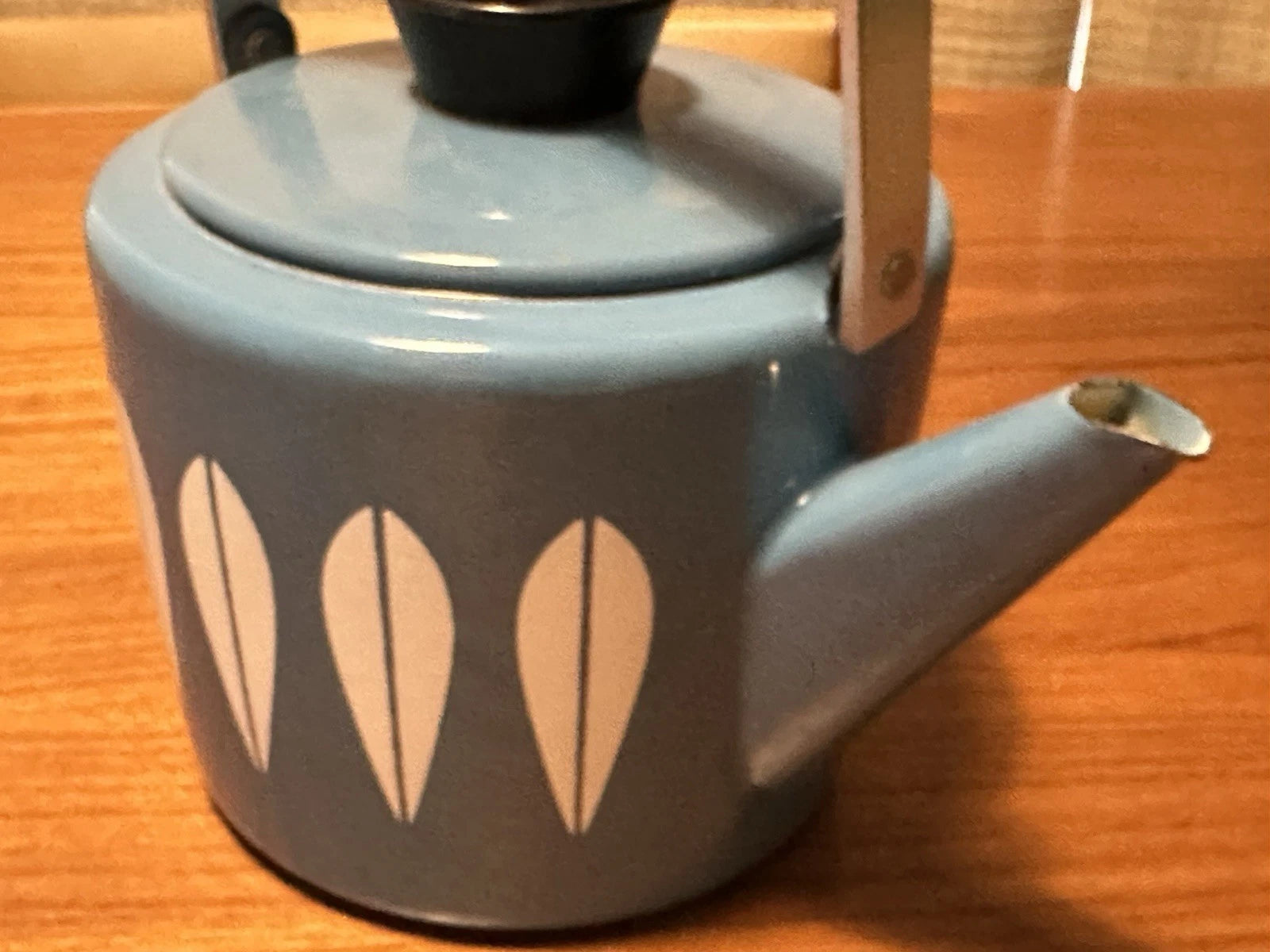Mid-century Vintage Baby Blue Enamel Lotus Catherine Holm Tea Kettle Pot