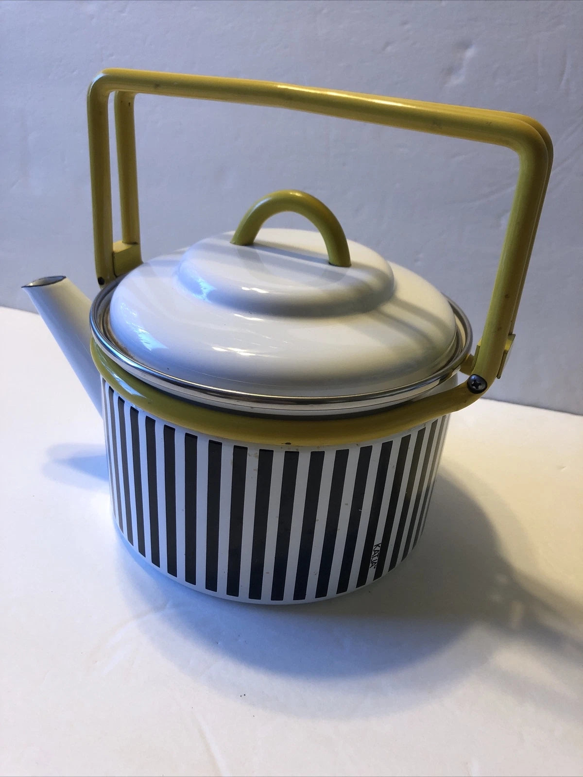 Gailstyn-Sutton Katja House Enamel Teapot Kettle 1984 Abstract Bar Code Design