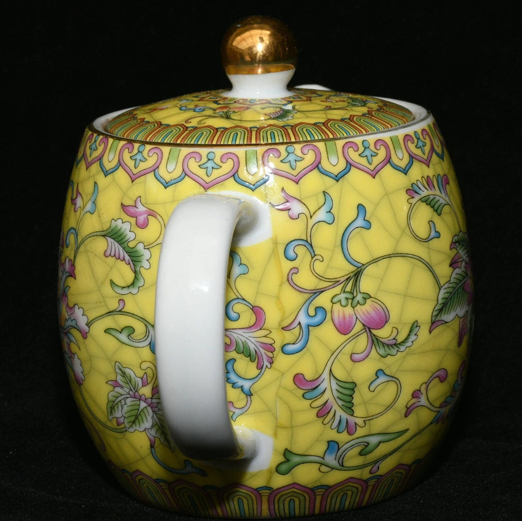 5.9'' Yongzheng Marked Enamel Colour Porcelain Gilt Flower Wine Tea Pot Flagon