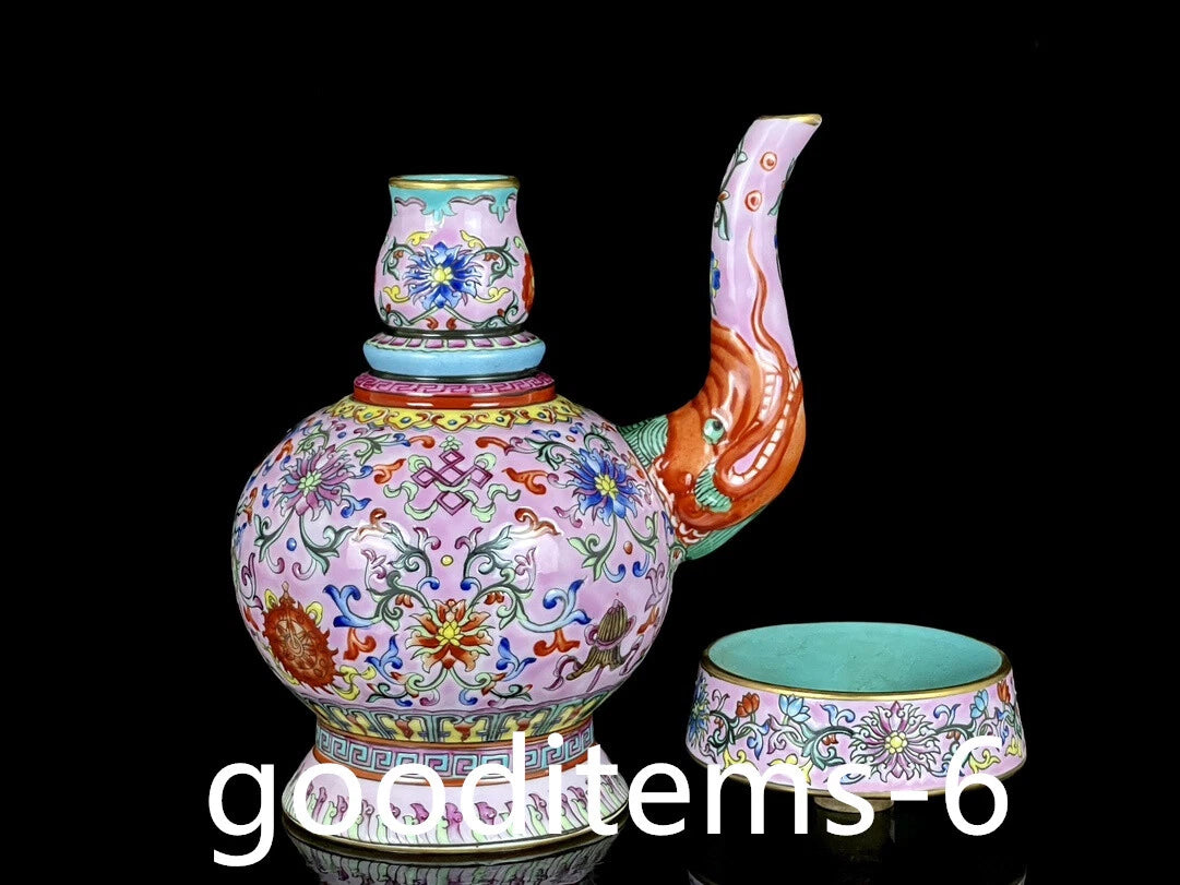 7.6"China Porcelain Qing Qianlong Enamel Color gilt Eight Treasure Pattern Pot