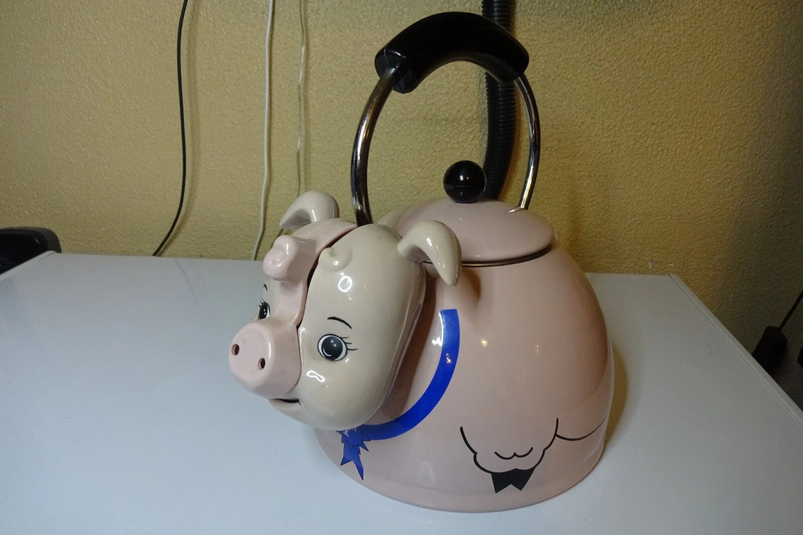 Vtg Kamenstein Pink Pig Whistling Teapot Tea Kettle