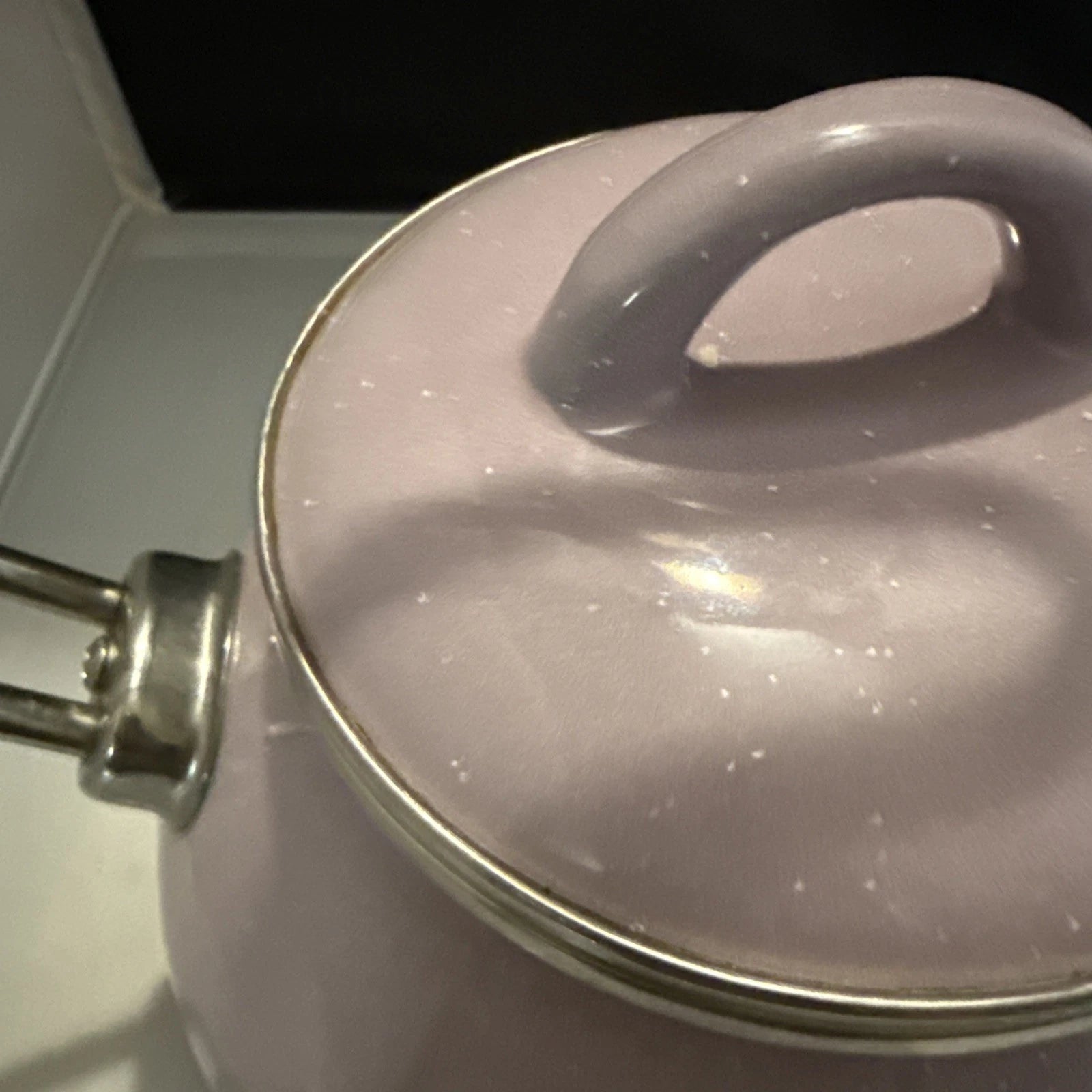 Crofton 2.3Qt Tea Kettle Light Purple  Speckled Enamel   Whistles