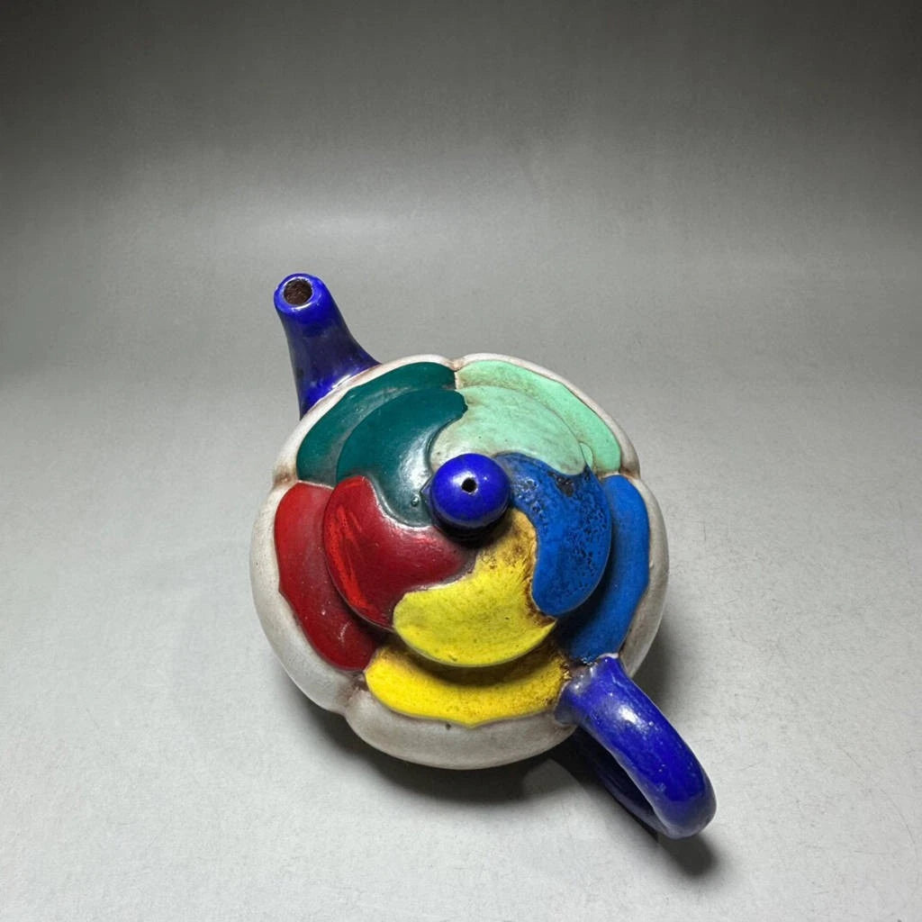 Chinese Yixing Zisha Clay Handmade Exquisite Enamel Colour Mirror Teapot 15859