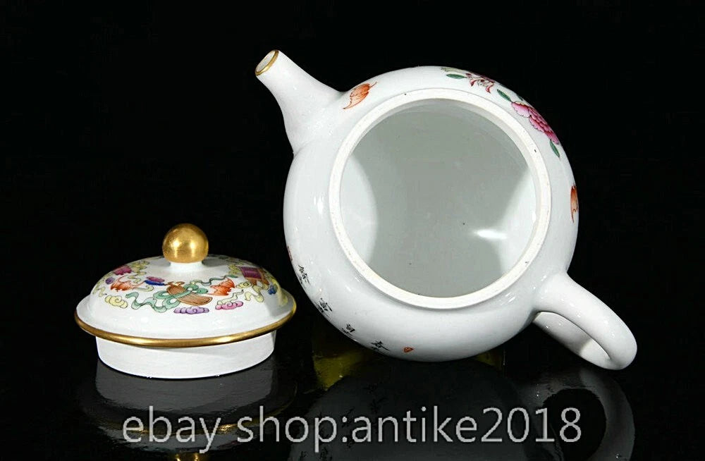 5.6" Old Chinese Qianlong Enamel Porcelain Eight Treasures Tea Pot Kettle