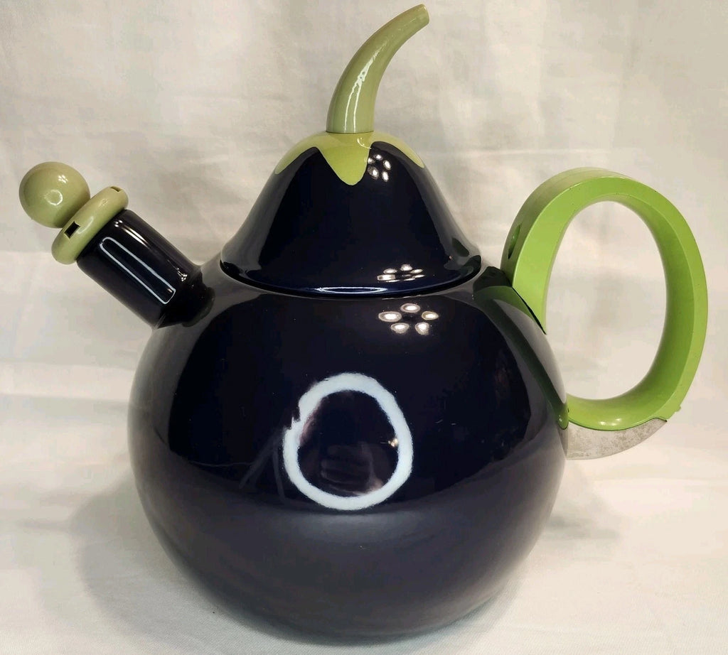 VTG Copco Eggplant Enamel Tea Kettle Teapot Blue Green~Lid & Spout~ PRETTY!!
