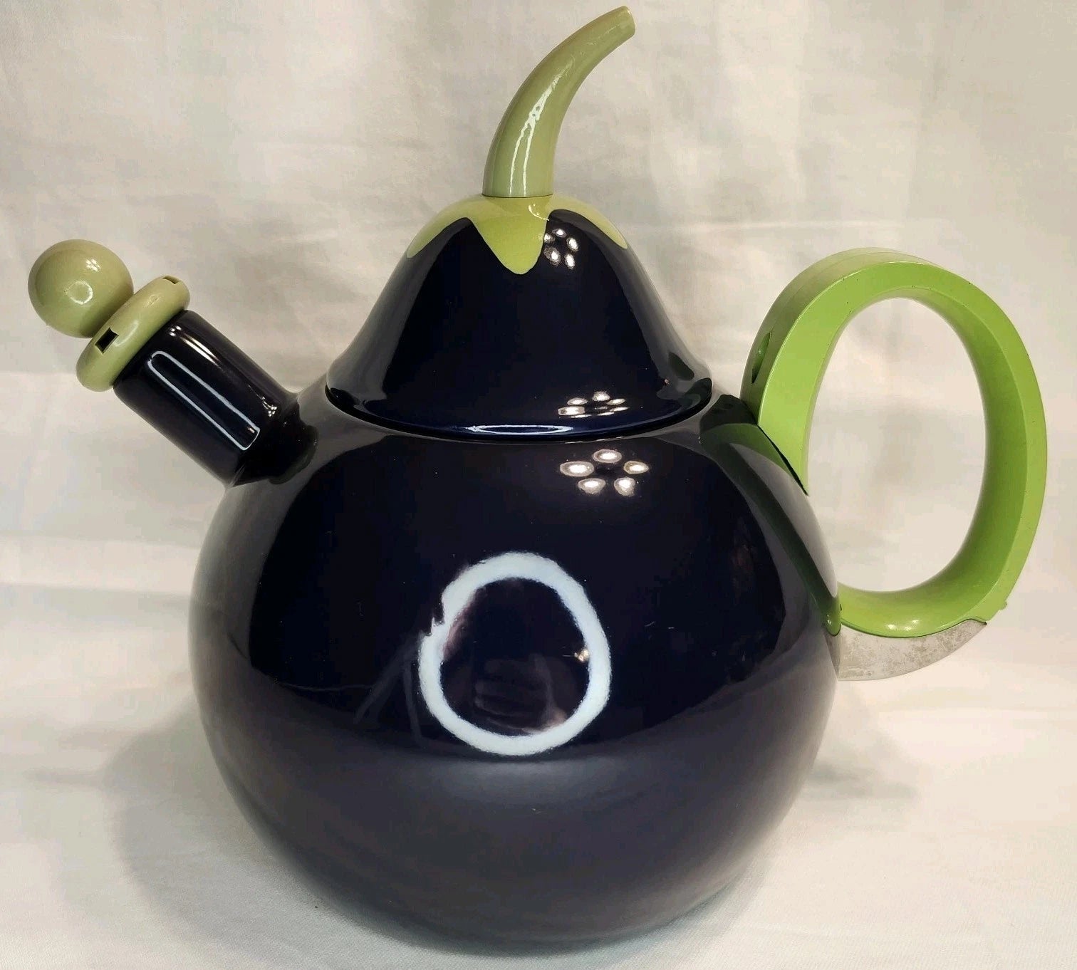 VTG Copco Eggplant Enamel Tea Kettle Teapot Blue Green~Lid & Spout~ PRETTY!!
