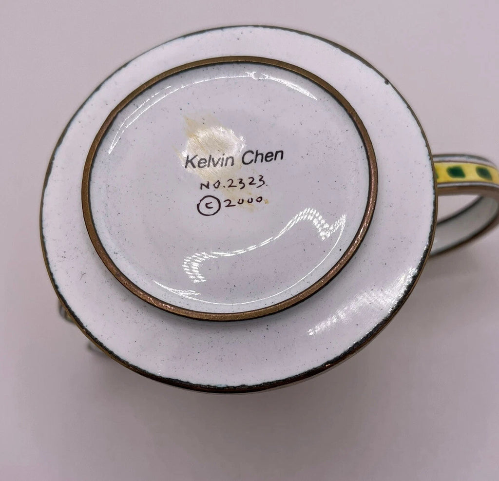 Kelvin Chen Miniature Enamel Teapot Farmhouse #2323 No Lid 2.5x2.5