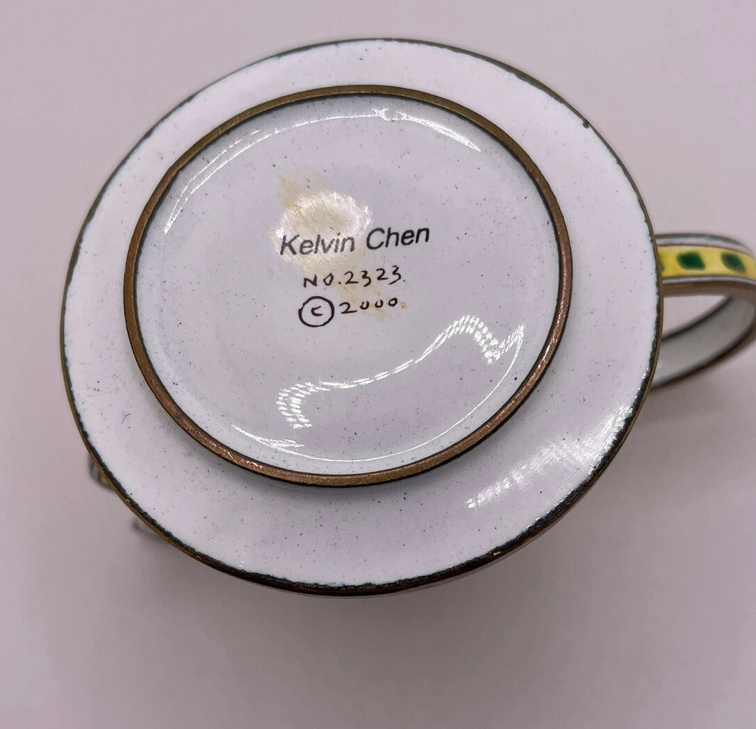 Kelvin Chen Miniature Enamel Teapot Farmhouse #2323 No Lid 2.5x2.5