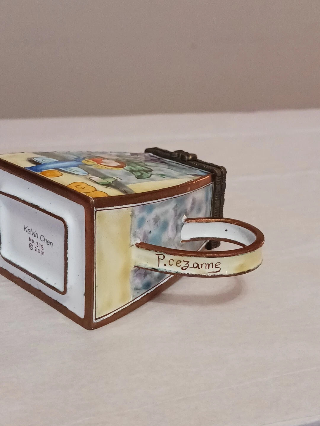 Kelvin Chen Handpainted Miniature Enamel Tea Pot P. Cezanne "The Blue Vase" #378