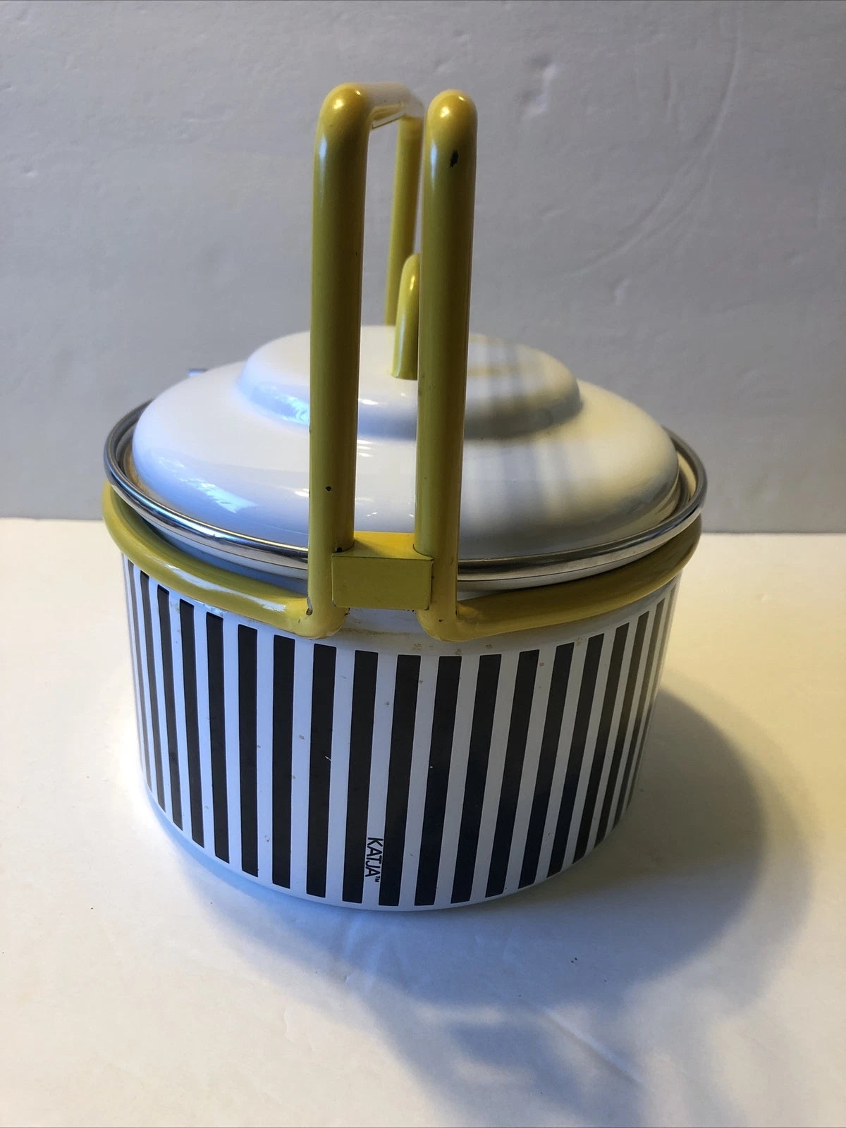 Gailstyn-Sutton Katja House Enamel Teapot Kettle 1984 Abstract Bar Code Design