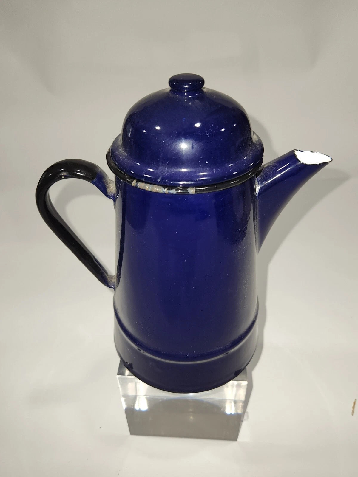 Vintage  Cobalt Blue Enamelware Teapot/Pitcher  Goose neck spout  Poland RARE