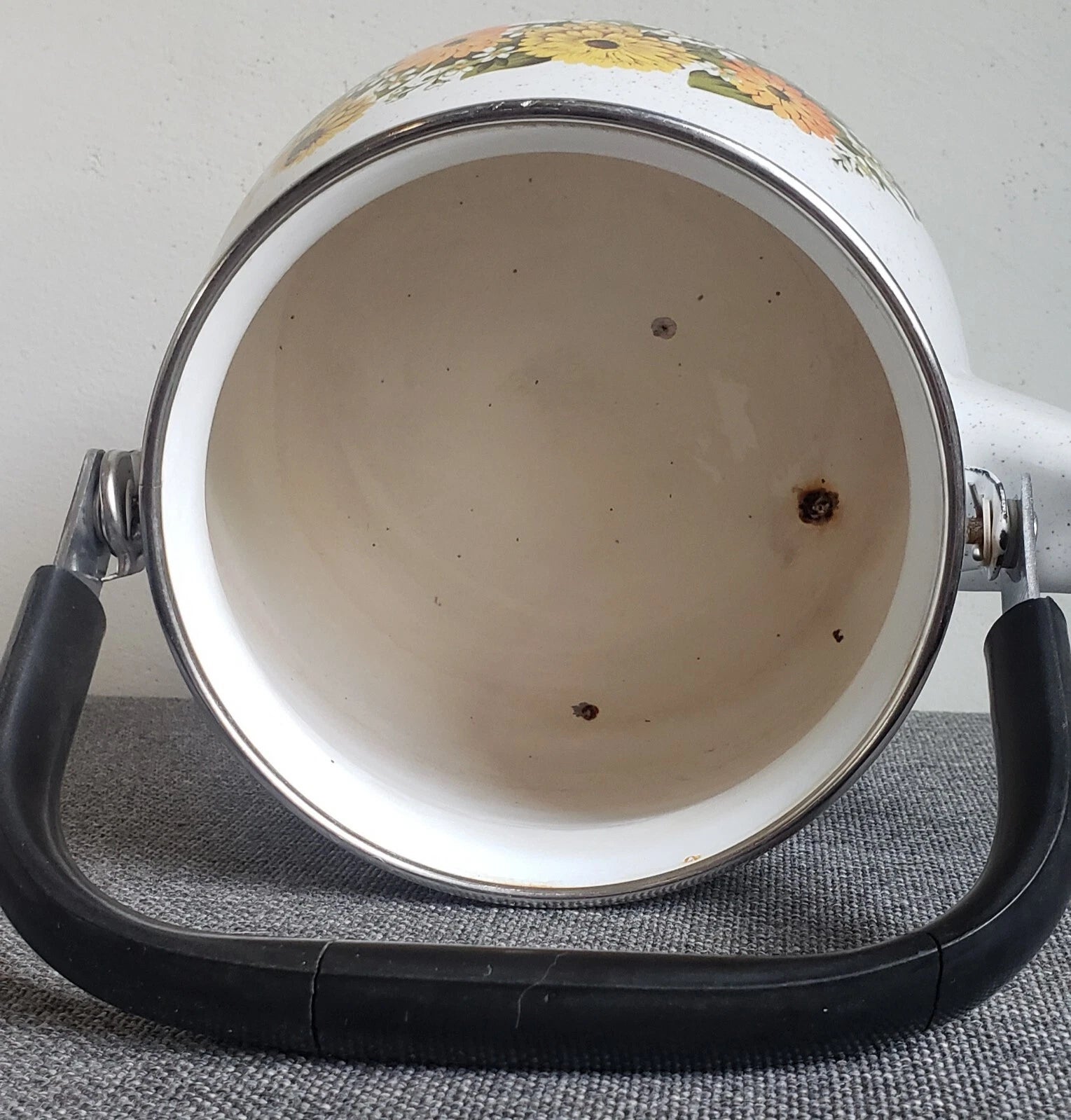 Tea Pot Vintage Old  Enamel Porcelain Tea Kettle