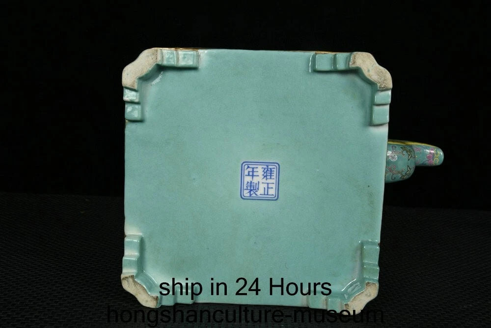 16.4" Yongzheng Marked Enamel Colour Porcelain Flower Handle Wine Tea Pot Flagon