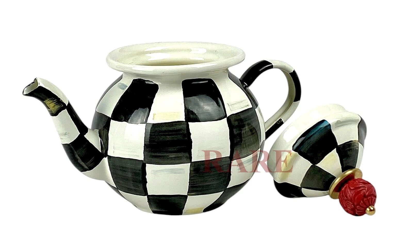 MacKenzie-Childs Courtly Check Enamel Tea For Me Pot New No Box