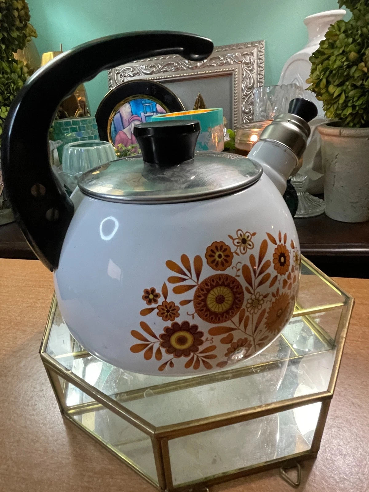 Vintage 1970s Sanko Ware Enamel Tea Kettle, Japan