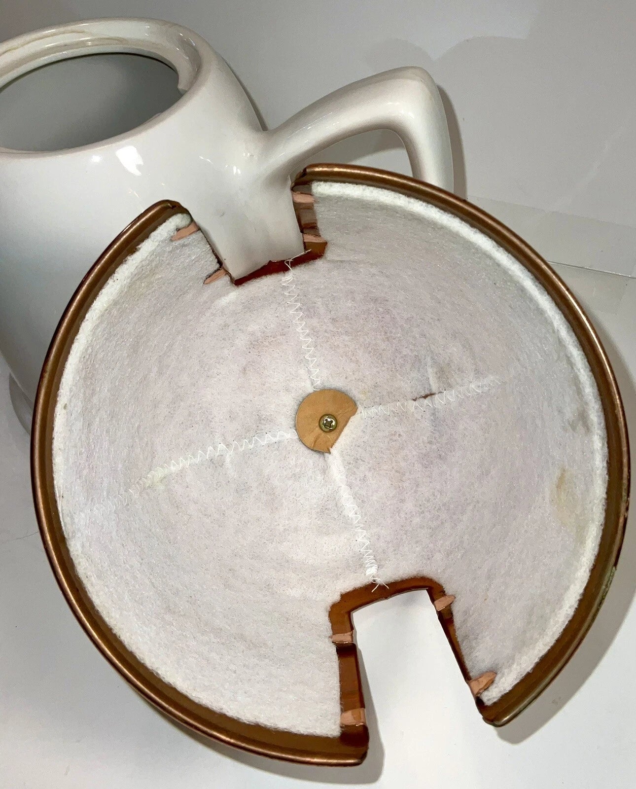 The  Cooks Bazaar  Copper Insulated Covered White Ceramic Tea Pot Kettle
