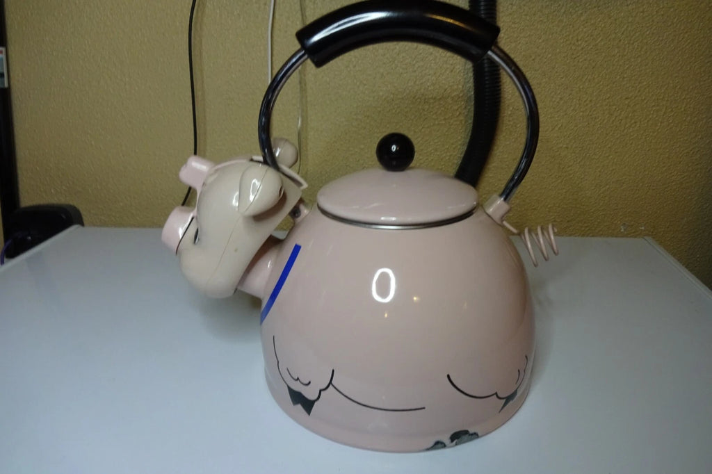 Vtg Kamenstein Pink Pig Whistling Teapot Tea Kettle