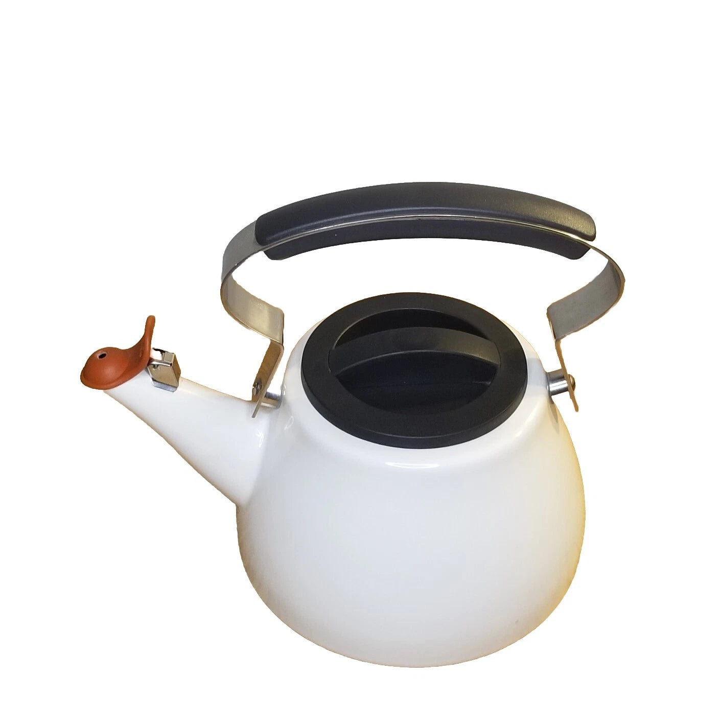 Dansk 2 Qt Kettle Steam.E Michael Graves Studio White Enamel Tea Pot Lid Whistle