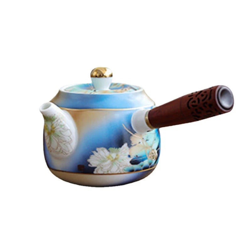 Tea Pot Handpainted Craft Color Enamel Porcelain Serving Pot Tea Brewer Holder