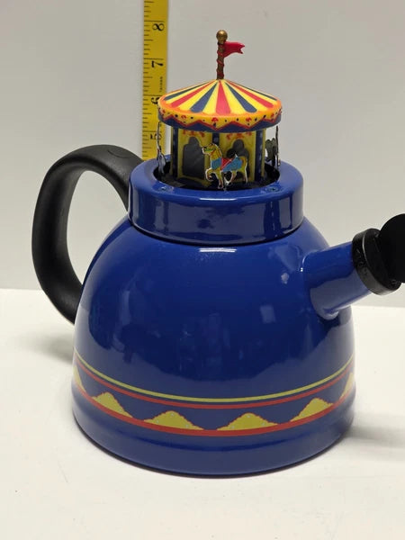 Kamenstein World of Motion Mini Carousel Teapot Whistling Circus Horses Rare