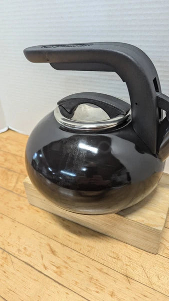 KitchenAid 1.5 Quart Porcelain Enamel Black Whistling Tea kettle