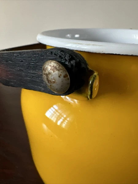 Vintage Yellow Enamel Kettle Tea Pot