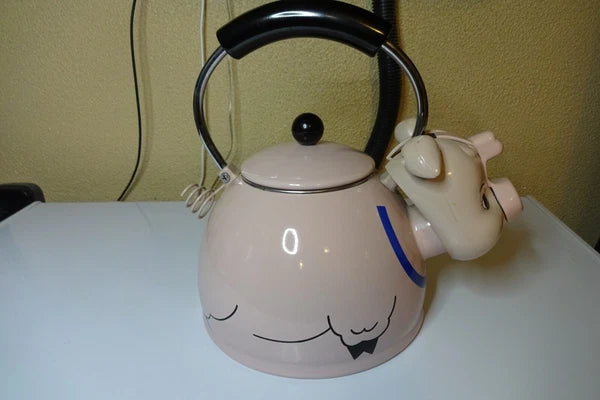 Vtg Kamenstein Pink Pig Whistling Teapot Tea Kettle