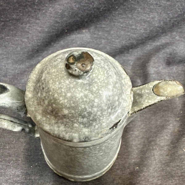 Early Small Gray Granite Ware Enamel Coffee Tea Pot 5"