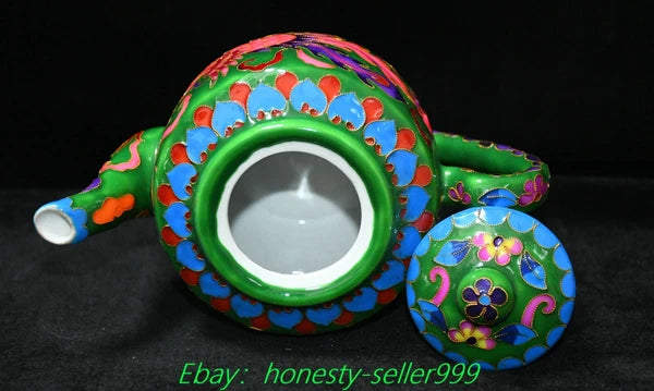 7.8" Qianlong Enamel Colour Porcelain Gilt Phoenix Bird Wine Tea Pot Flagon