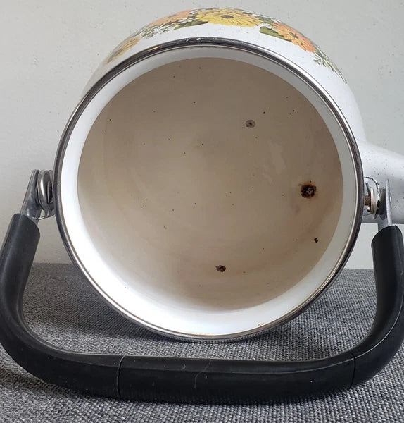 Tea Pot Vintage Old  Enamel Porcelain Tea Kettle