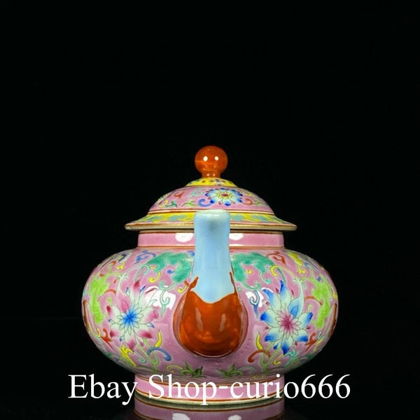 Yongzheng Marked Colour Enamel Porcelain Flower Ruyi Pattern Wine Kettle Tea Pot