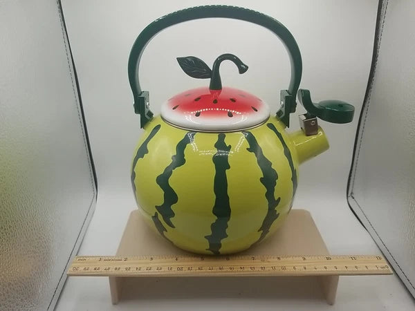 Watermelon Enameled 1.6 Quart Enamel-on-Steel Whistling Tea Kettle Teapot