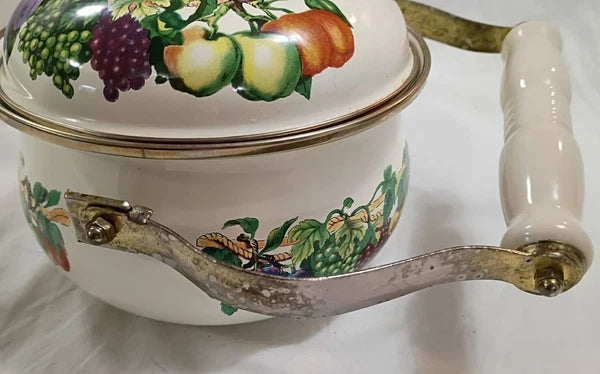 Vintage Tabletops Unlimited Teapot - Ceramic Enamel Fruit - Cottagecore