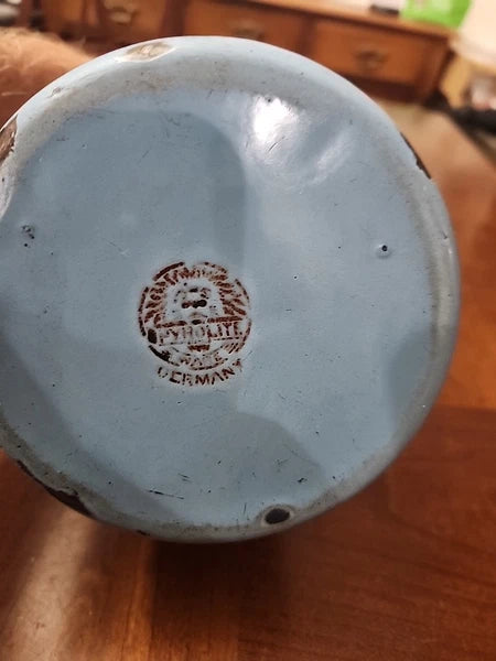 Vintage Pyrolite German Enamelware Teapot Coffee Blue 1.5 Qt